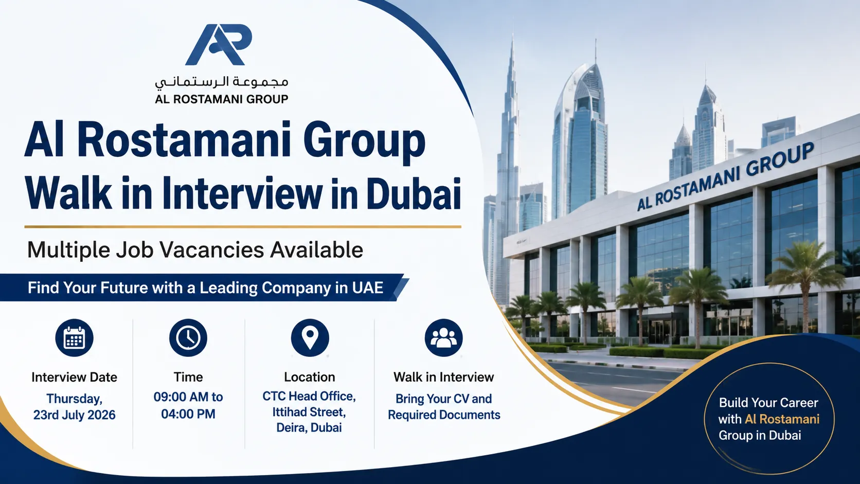 Al Rostamani Group Walk in Interview in Dubai 2026