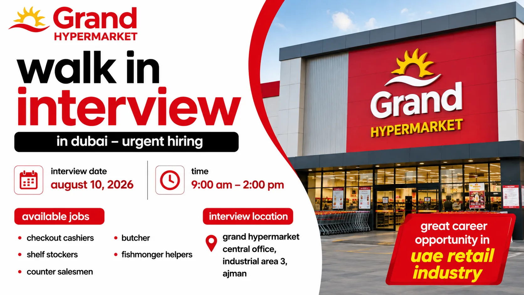 Grand Hypermarket Jobs in UAE