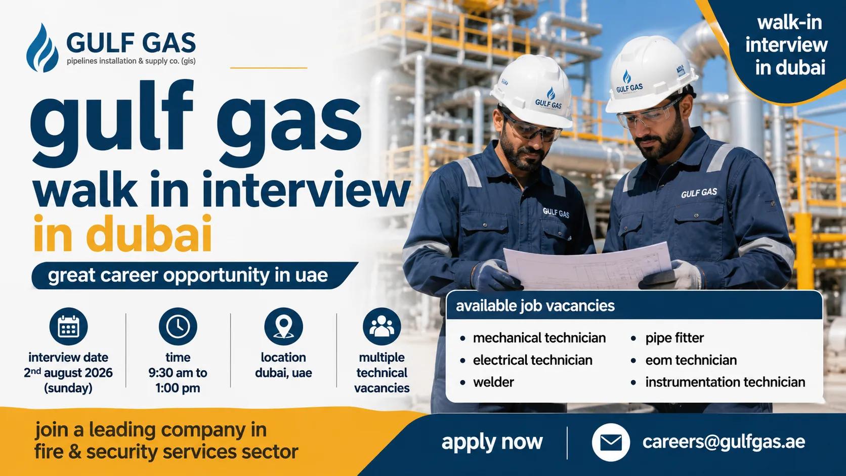 Gulf Gas Walk in Interview in Dubai 2026
