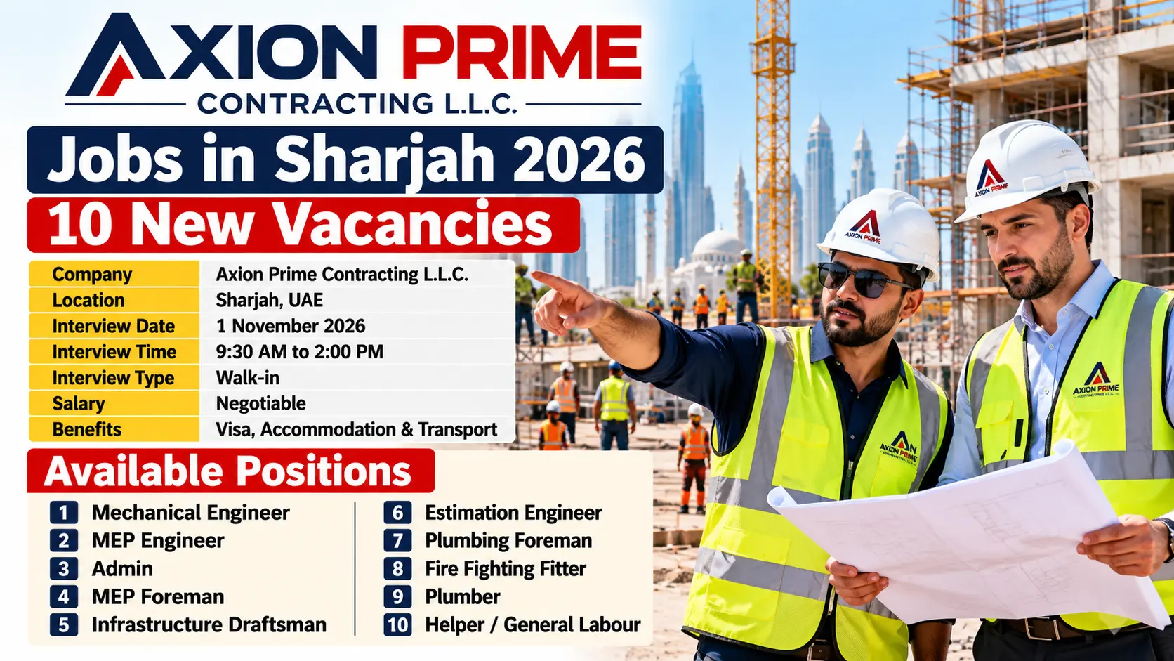 Axion Prime Contracting Jobs in Sharjah 2026